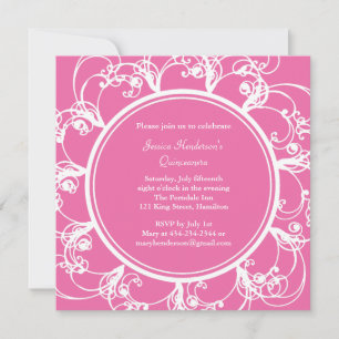 Fancy Floral Quinceanera Invite (fuchsia)