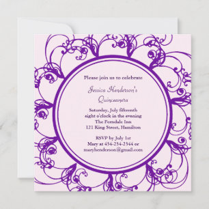 Fancy Floral Quinceanera Invite (purple)