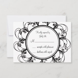 Fancy Floral RSVP (black/white) Card