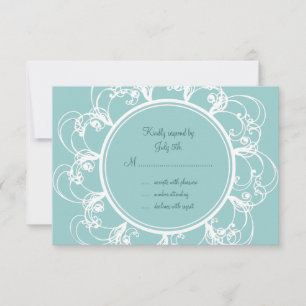 Fancy Floral RSVP (turquoise) Card