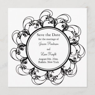 Fancy Floral Save the Date (black/white)
