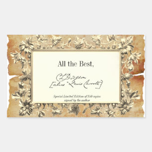 Fancy Floral Signature Author BookPlate Template Sticker