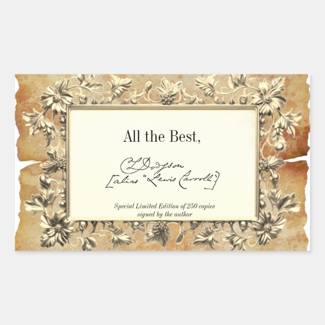 Fancy Floral Signature Author BookPlate Template Sticker (Front)