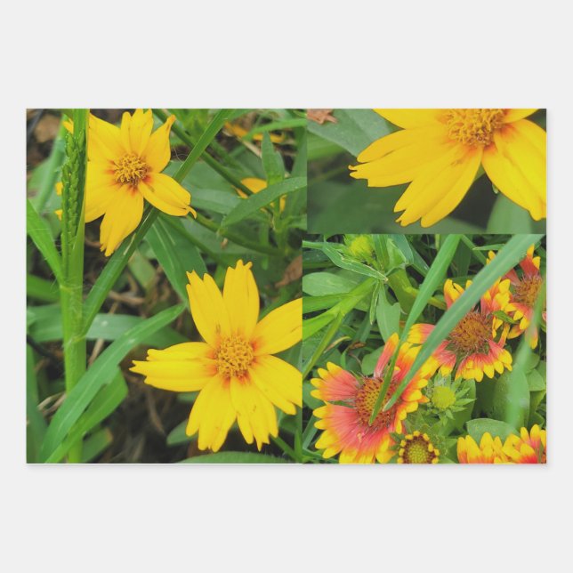 Fancy Floral Wrapping Paper Flat Sheet Set of 3 (Front)