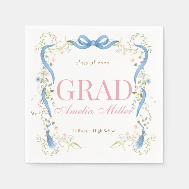 Fancy Florals Graduation Napkin (Front)