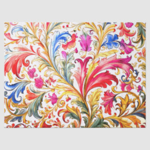 Fancy Florentine Design Watercolor Leaves Tissue Paper