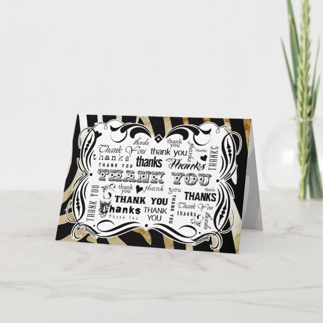 Fancy Flouris et Zebra Chalkboard Texte Merci Y (Devant)