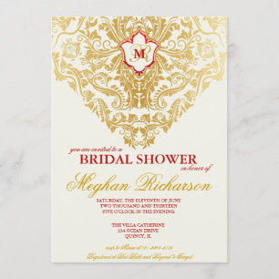 Fancy Flourishes Golden Bridal Shower Invitation