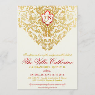 Fancy Flourishes Golden Reception Only Invites