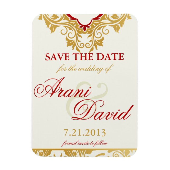 Fancy Flourishes Golden  Save the Date Magnets (Vertical)