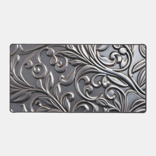 Fancy flourishes in faux metal desk mat