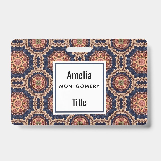 Fancy Flower and Star Shapes Pattern Badge (Front)