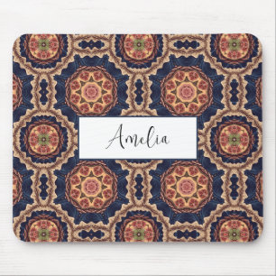 Fancy Flower and Star Shapes Pattern Mouse Pad