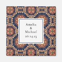 Fancy Flower and Star Shapes Pattern Save the Date