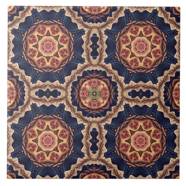 Fancy Flower and Star Shapes Pattern Tile (Front)