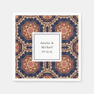 Fancy Flower and Star Shapes Pattern Wedding Napkin