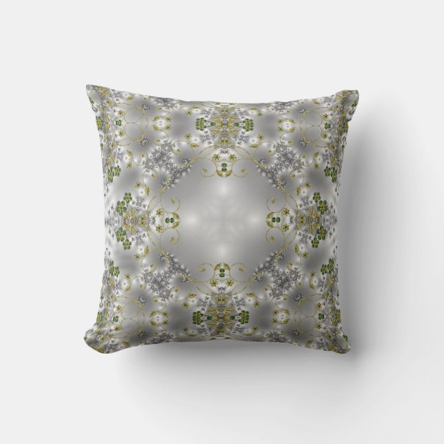Fancy Flowers + Spiral Swirls Customizable Pillow (Front)