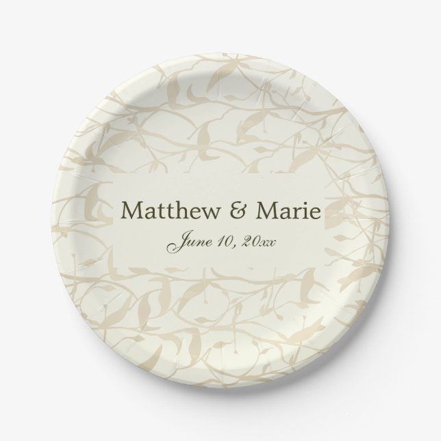 Fancy Foliage Wedding Paper Plate (Front)