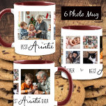 Fancy Font Best Auntie Ever 6 Photo Collage White Mug<br><div class="desc">Two larger photos and four smaller square photo collage best auntie ever design template. Different colours can be found in my shop. Easy to change out the photos! Just pick your favourite images and use the customize options.</div>