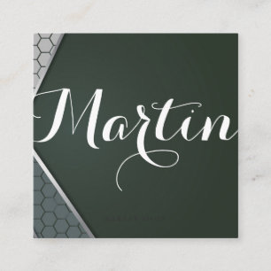 Fancy Font Monogram Geometric Square Business Card