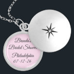 Fancy Font Pink Bridal Shower Locket Necklace<br><div class="desc">Bridal showers are a wonderful tradition in America.  This necklace commemorates that event.  Different event coming up? Don't like the letter style or colours?  You can make changes to suit your needs.  Customizable.  By Sharon Lee Hudson.</div>