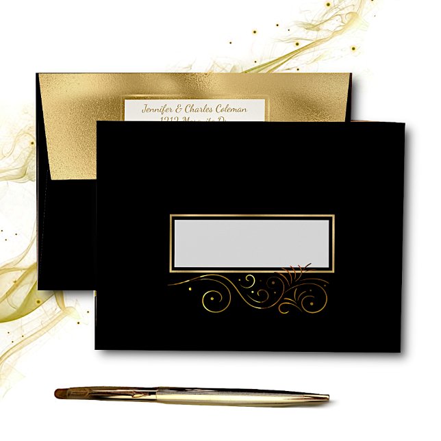 Fancy Formal Black & Gold Invitation Envelope (Creator Uploaded)
