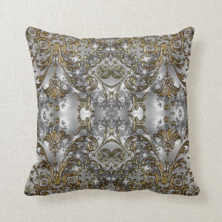 Fancy - Formal Carved Gold + Silver Throw Pillow