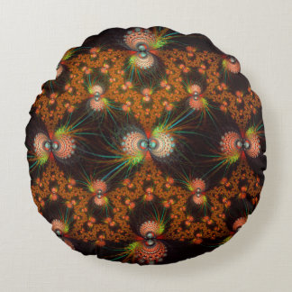 Fancy fractal pattern round pillow