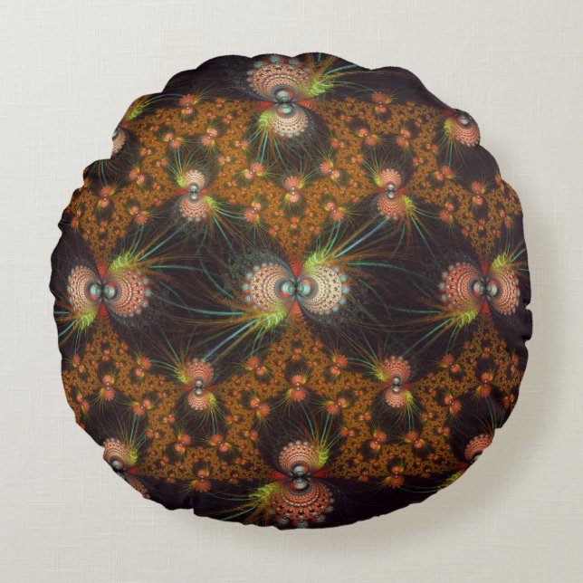 Fancy fractal pattern round pillow (Front)