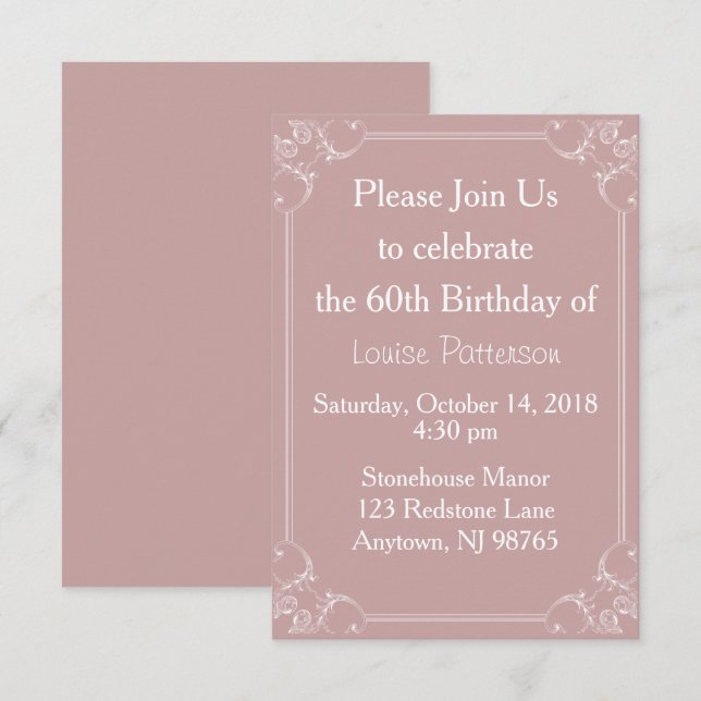 Fancy Frame Birthday Large Print Invitation (Front/Back)