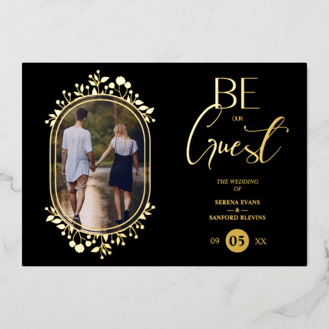Fancy Frame Flowers Be our Guest Black Wedding (Front)