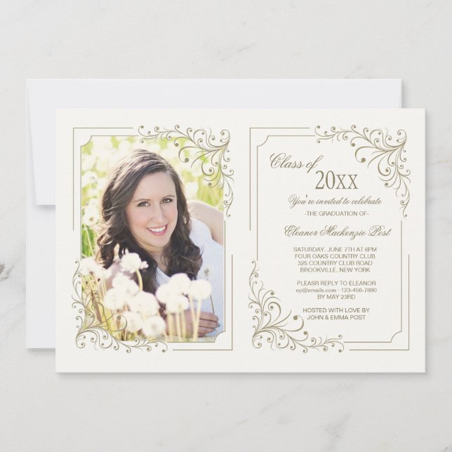 Fancy Frame Photo Invitation Double (Devant)