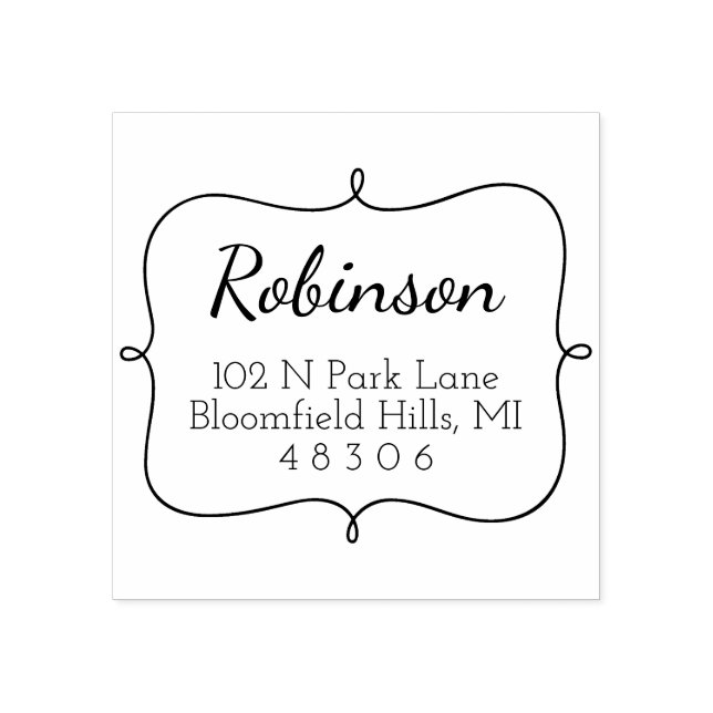 Fancy Frame | Script Return Address Rubber Stamp (Imprint)