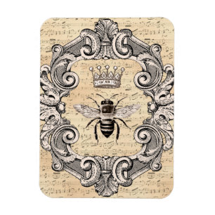 Fancy Framed Queen Bee on Sheet Music   Magnet