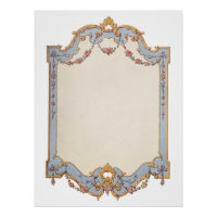Fancy French Vintage Frame Blue Gold Scroll Rose