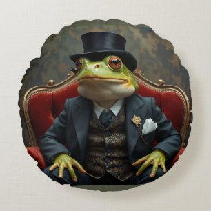 Fancy Frog Round Pillow