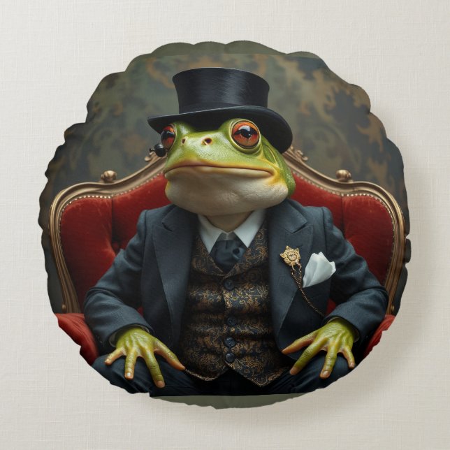 Fancy Frog Round Pillow (Front)