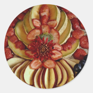 Fancy fruit plate classic round sticker