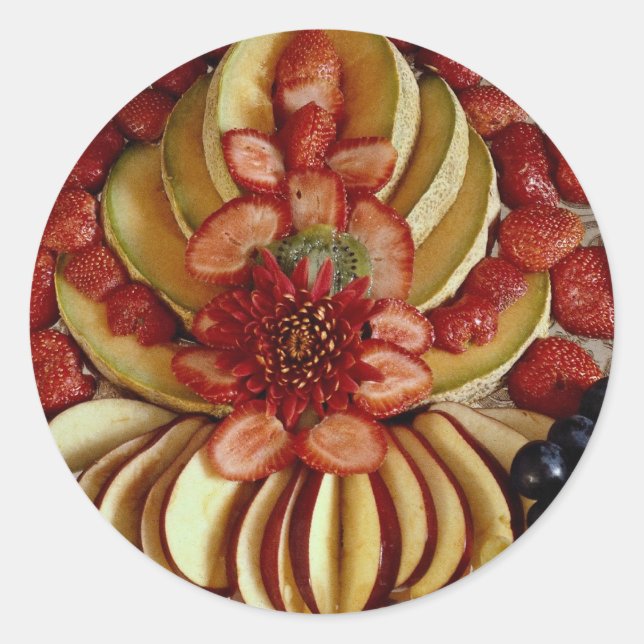 Fancy fruit plate classic round sticker (Front)
