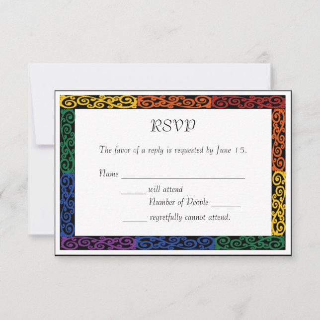 Fancy Gay Pride Custom Commitment Ceremony RSVP (Front)