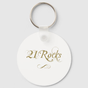 Fancy Gold 21st Birthday Keychain