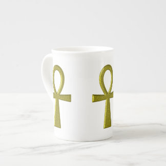 Fancy Gold Ankh Bone China Mug