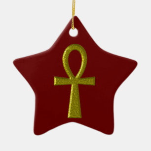 Fancy Gold Ankh Star Ornament