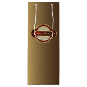 Fancy Gold & Burgundy Wine Gift Bag