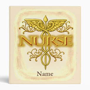 Fancy gold caduceus nurse  binder