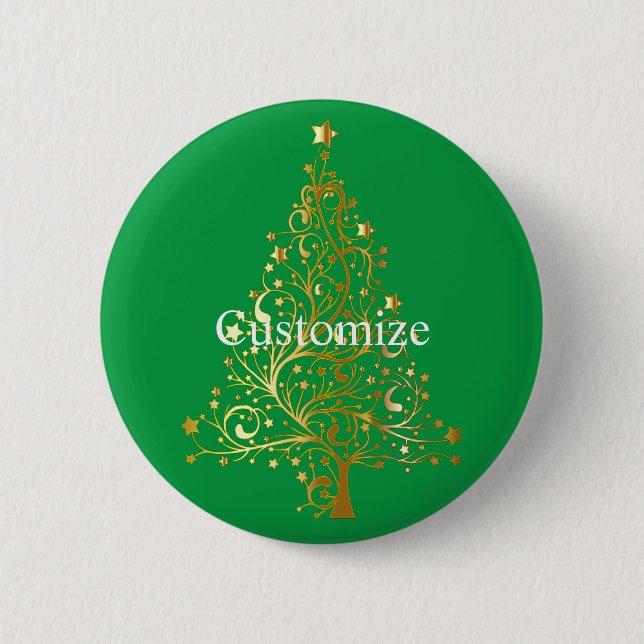 Fancy Gold Christmas Tree Thunder_Cove  2 Inch Round Button (Front)