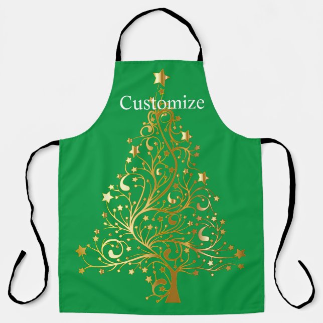 Fancy Gold Christmas Tree Thunder_Cove  Apron (Front)