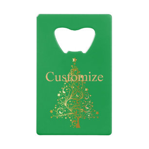 Fancy Gold Christmas Tree Thunder_Cove  Credit Card Bottle Opener