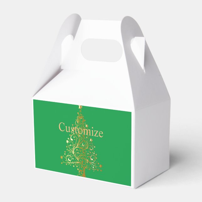 Fancy Gold Christmas Tree Thunder_Cove Favor Box (Front Side)