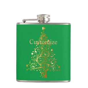 Fancy Gold Christmas Tree Thunder_Cove  Hip Flask